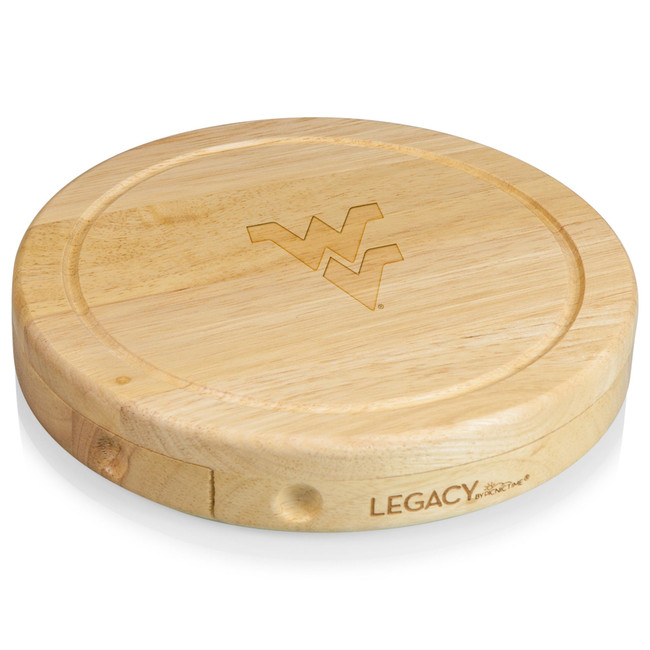 West Virginia Mountaineers Brie Cheese Cutting Board & Tools Set, (Parawood)