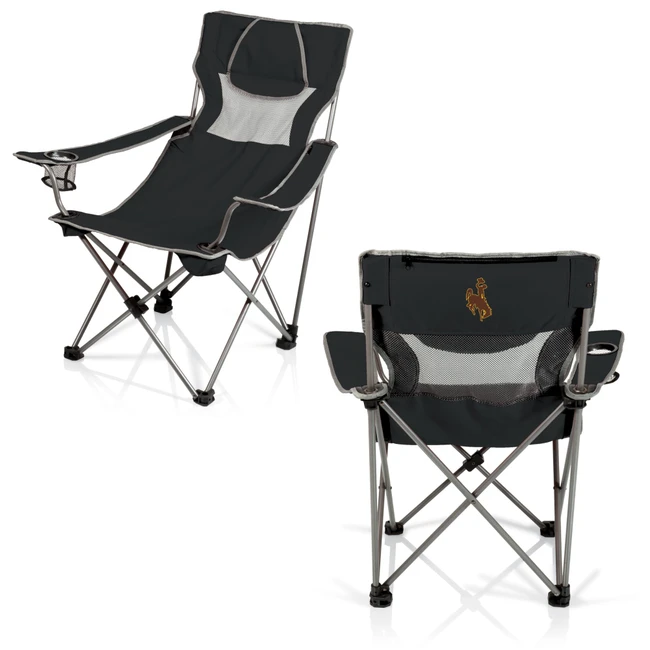 Wyoming Cowboys Campsite Camp Chair, (Black with Gray Accents)