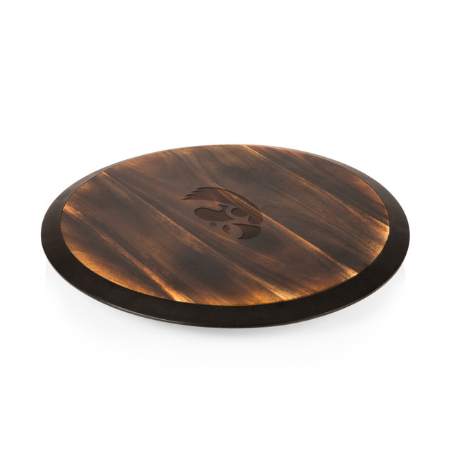 Iowa Hawkeyes Lazy Susan Serving Tray, (Fire Acacia Wood)