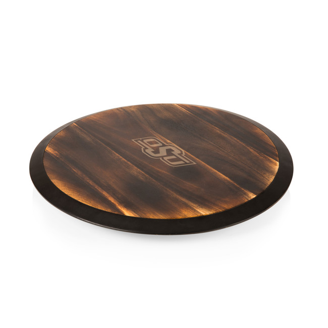 Oklahoma State Cowboys Lazy Susan Serving Tray, (Fire Acacia Wood)