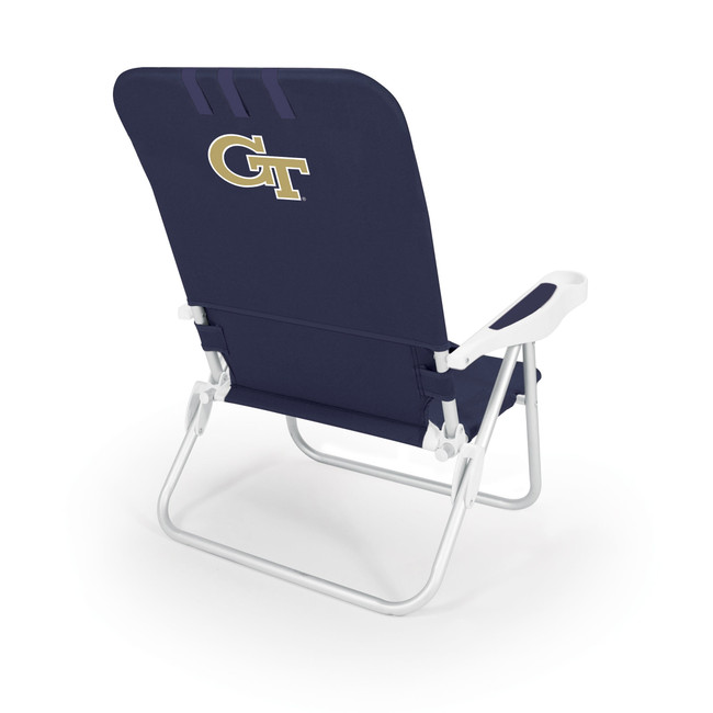 Georgia Tech Yellow Jackets Monaco Reclining Beach Backpack Chair Navy Blue NCAA Outdoor Chair