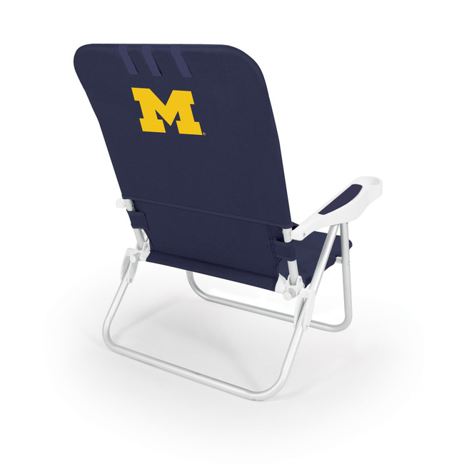 Michigan Wolverines Monaco Reclining Beach Backpack Chair Navy Blue NCAA Outdoor Chair