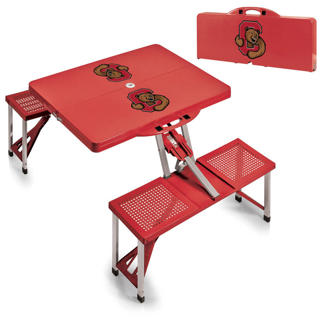 Cornell Big Red Picnic Table Portable Folding Table with Seats, (Red)