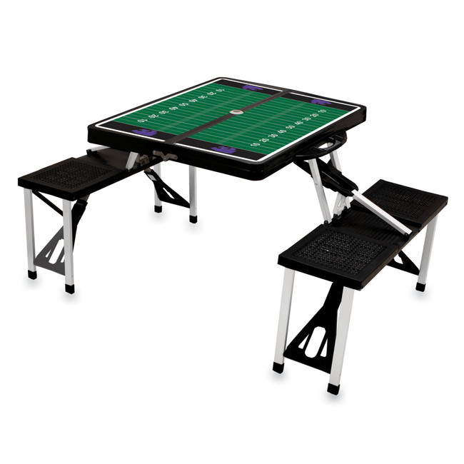 Kansas State Wildcats Football Field Picnic Table Portable Folding Table with Seats, (Black)