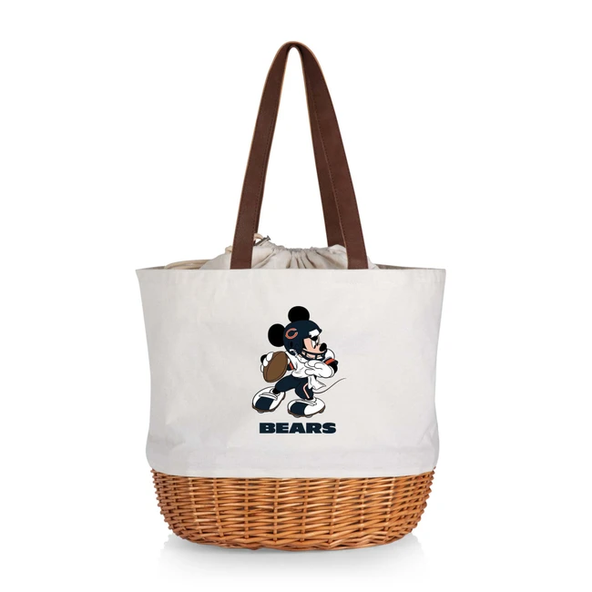 Chicago Bears Mickey Mouse Coronado Canvas and Willow Basket Tote, (Beige Canvas)