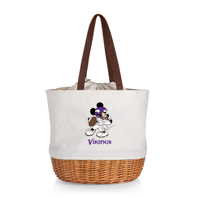 Minnesota Vikings Mickey Mouse Coronado Canvas and Willow Basket Tote, (Beige Canvas)