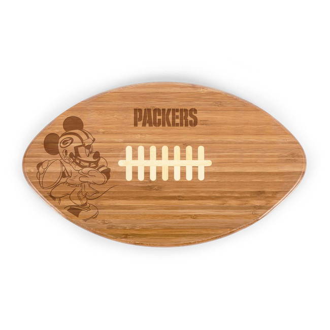 Green Bay Packers Mickey Mouse Touchdown! Football Cutting Board & Serving Tray, (Bamboo)