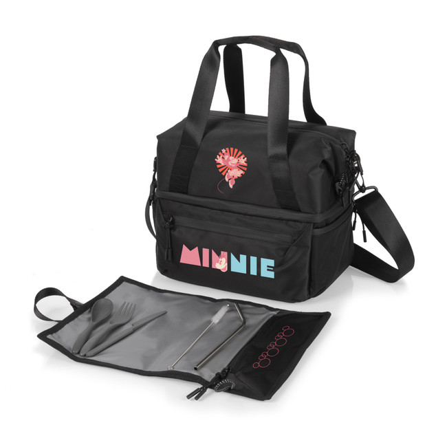 Minnie Mouse Tarana Lunch Bag Cooler with Utensils, (Carbon Black)
