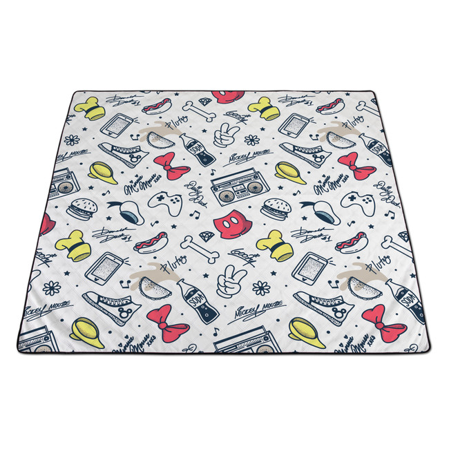 Mickey & Friends Impresa Picnic Blanket, (White with Red & Yellow Accents)