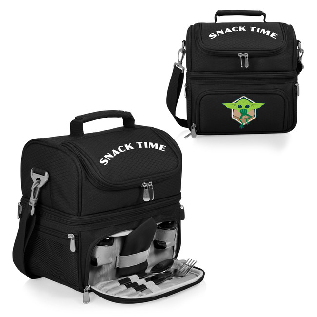 Mandalorian The Child Pranzo Lunch Bag Cooler with Utensils, (Black)