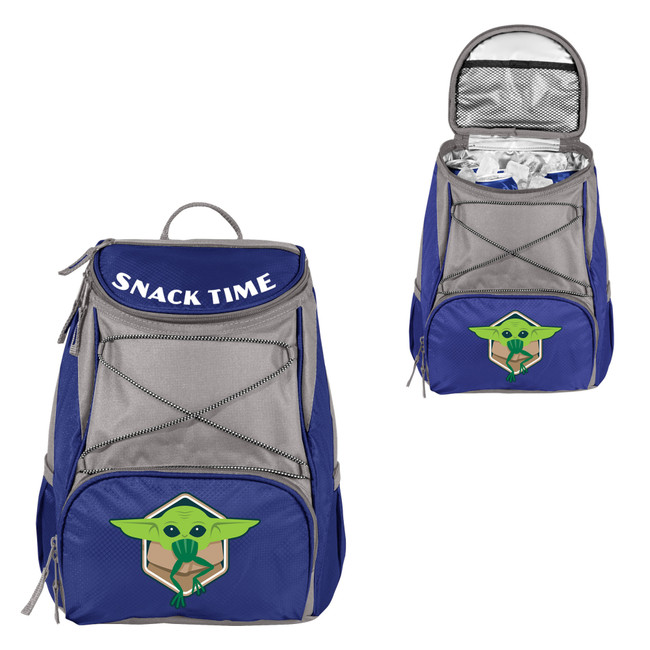 Mandalorian The Child Snack Time PTX Backpack Cooler, (Navy Blue with Gray Accents)