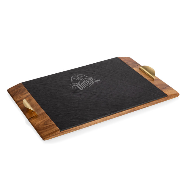 Star Wars Darth Vader Covina Acacia and Slate Serving Tray, (Acacia Wood & Slate Black with Gold Accents)