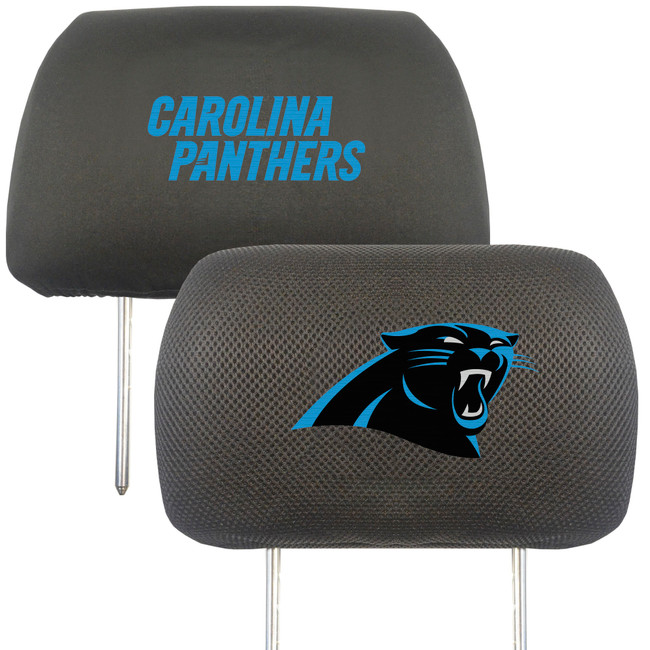 Carolina Panthers Embroidered Head Rest Cover Set - 2 Pieces Panther Head Primary Logo & Wordmark