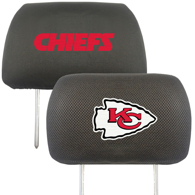 Kansas City Chiefs Embroidered Head Rest Cover Set - 2 Pieces KC Arrow Primary Logo & Wordmark
