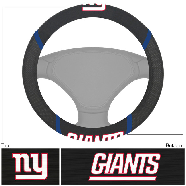 New York Giants Steering Wheel Cover  "NY" Logo & "Giants" Wordmark Black