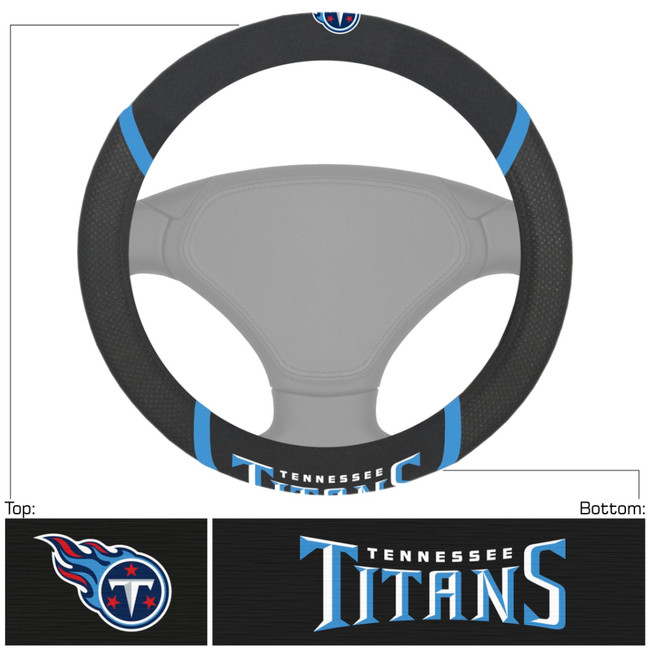 Tennessee Titans Steering Wheel Cover  Flaming T Primary Logo and Wordmark Black