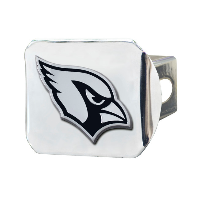 Arizona Cardinals Chrome Metal Hitch Cover with Chrome Metal 3D Emblem Cardinal Head Primary Logo