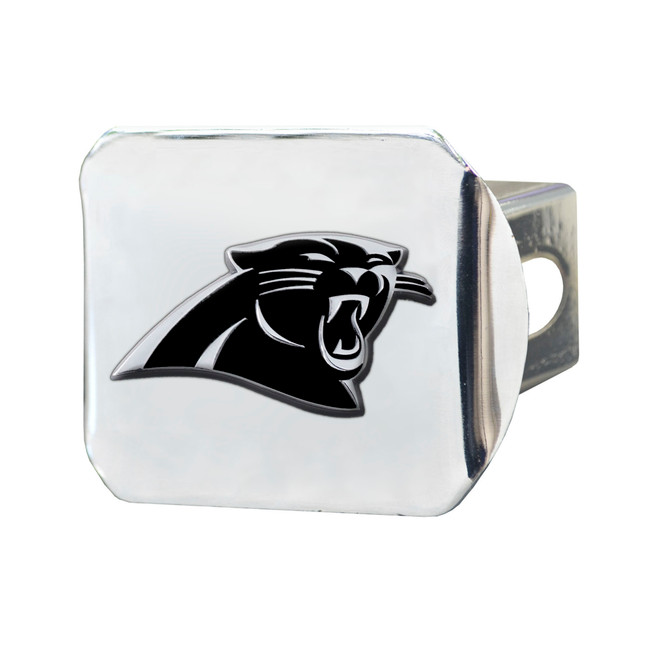 Carolina Panthers Chrome Metal Hitch Cover with Chrome Metal 3D Emblem Panther Head Primary Logo