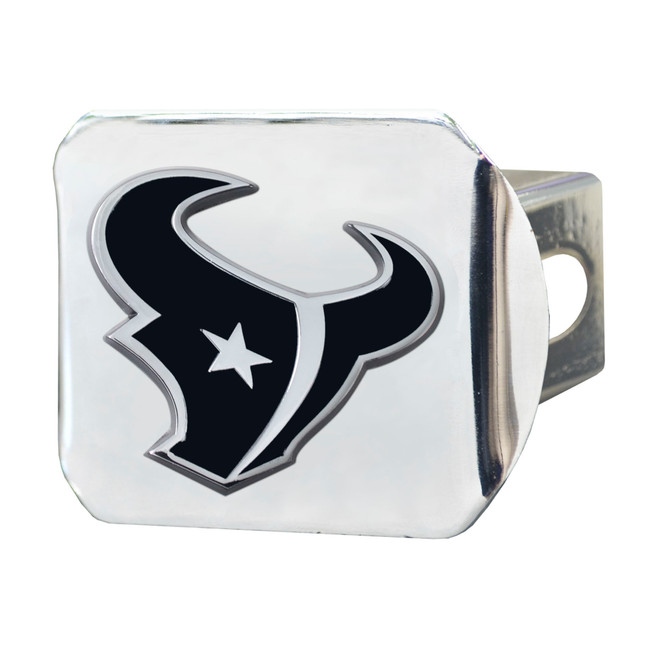 Houston Texans Chrome Metal Hitch Cover with Chrome Metal 3D Emblem Bull Head Primary Logo