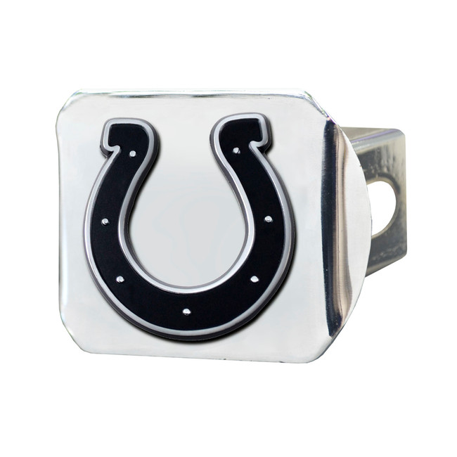 Indianapolis Colts Chrome Metal Hitch Cover with Chrome Metal 3D Emblem Horseshoe Primary Logo