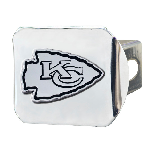 Kansas City Chiefs Chrome Metal Hitch Cover with Chrome Metal 3D Emblem KC Arrow Primary Logo