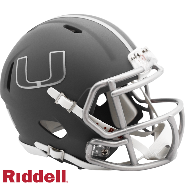 Miami Hurricanes Helmet Riddell Replica Mini Speed Style Slate Alternate