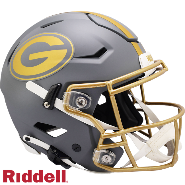 Green Bay Packers Helmet Riddell Authentic Full Size SpeedFlex Style Slate Alternate