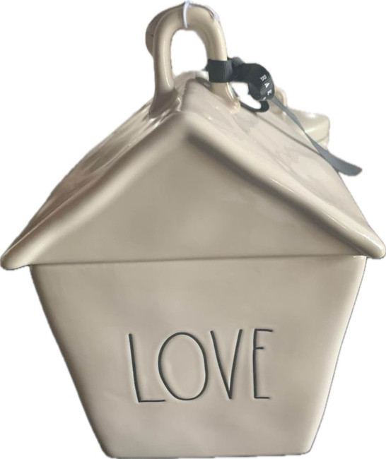 Rae Dunn By Magenta LOVE Birdhouse Shaped Cookie Jar Canister