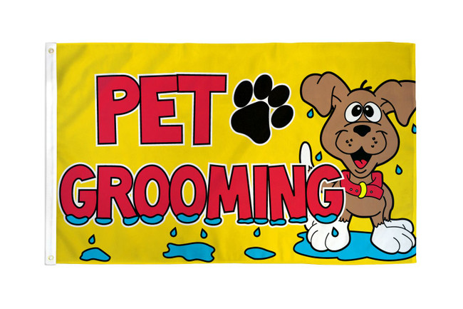 Pet Grooming Flag 3x5ft Poly