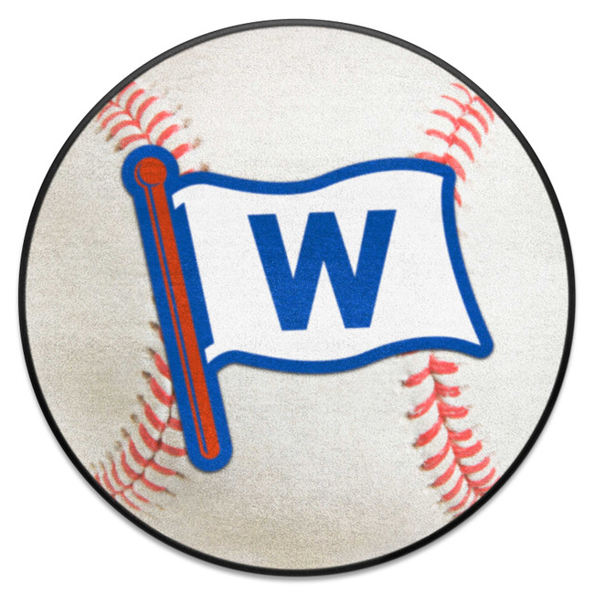 Chicago Cubs Baseball Rug - 27in. Diameter W Flag Alternate Logo