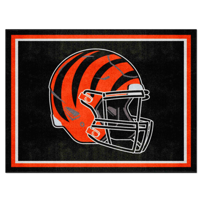 Cincinnati Bengals 8ft. x 10 ft. Plush Area Rug Bengals Striped Helmet Logo