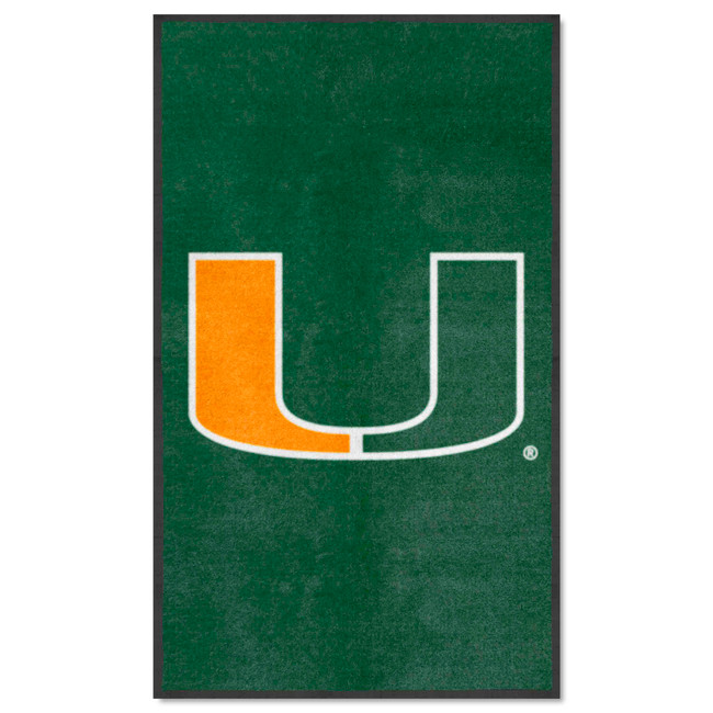 Miami Hurricanes 3X5 High-Traffic Mat with Durable Rubber Backing - Portrait Orientation