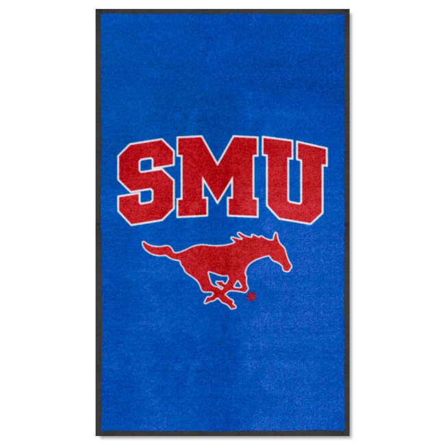 SMU Mustangs 3X5 High-Traffic Mat with Durable Rubber Backing - Portrait Orientation