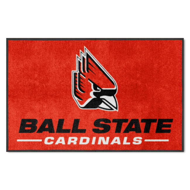 Ball State Cardinals 4X6 High-Traffic Mat with Durable Rubber Backing - Landscape Orientation