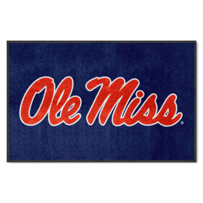 Ole Miss Rebels 4X6 High-Traffic Mat with Durable Rubber Backing - Landscape Orientation