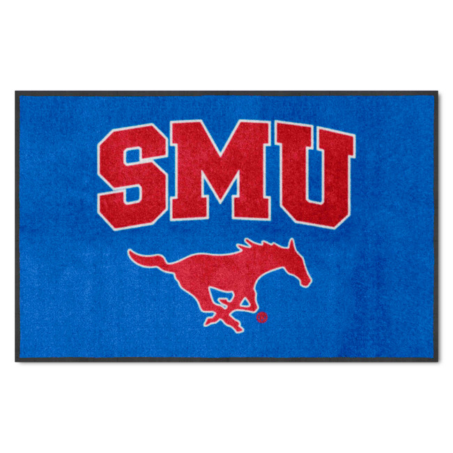 SMU Mustangs 4X6 High-Traffic Mat with Durable Rubber Backing - Landscape Orientation