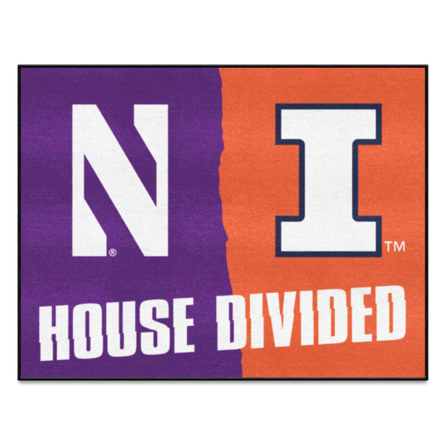 Northwestern / Illinois House Divided House Divided Rug - 34 in. x 42.5 in.