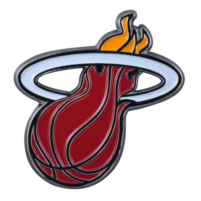 Miami Heat 3D Color Metal Emblem Flaming Basketball Primary Logo
