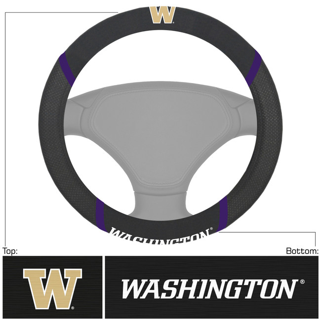 Washington Huskies Steering Wheel Cover Embroidered NCAA Auto Accessory
