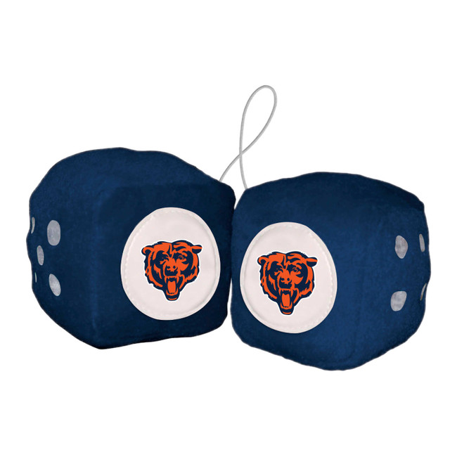 Chicago Bears Team Color Fuzzy Dice D√©cor 3" Set Bear Head Primary Logo