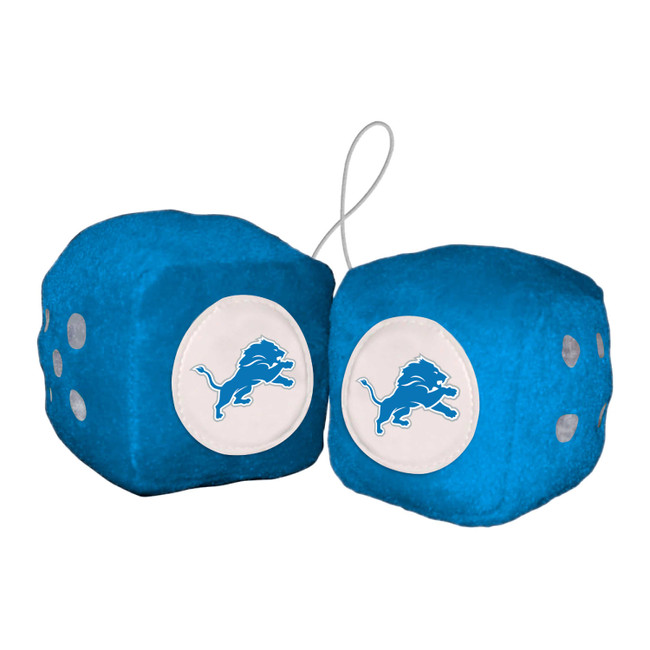 Detroit Lions Team Color Fuzzy Dice D√©cor 3" Set Lion Primary Logo