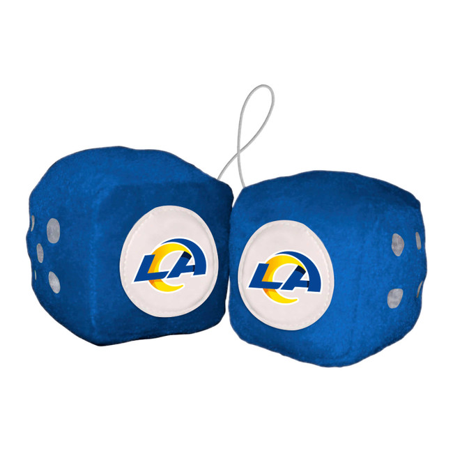 Los Angeles Rams Team Color Fuzzy Dice D√©cor 3" Set LA Horn Primary Logo