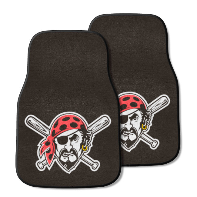Pittsburgh Pirates Front Carpet Car Mat Set - 2 Pieces Pirate Head Jersey Sleeve Logo