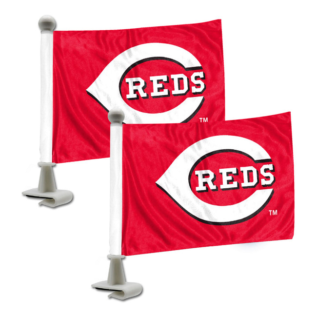 Cincinnati Reds Ambassador Car Flags - 2 Pack Mini Auto Flags, 4in X 6in