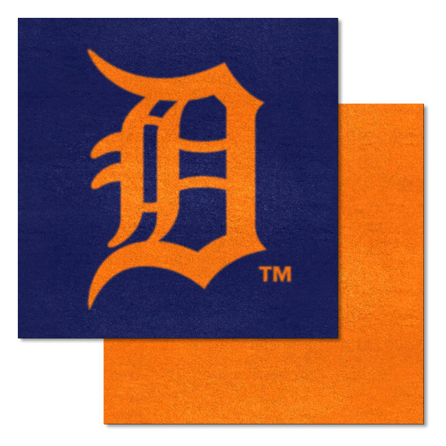 Detroit Tigers "Detriot" Wordmark Team Carpet Tiles - 45 Sq Ft. "Detroit" Jersey Lettering