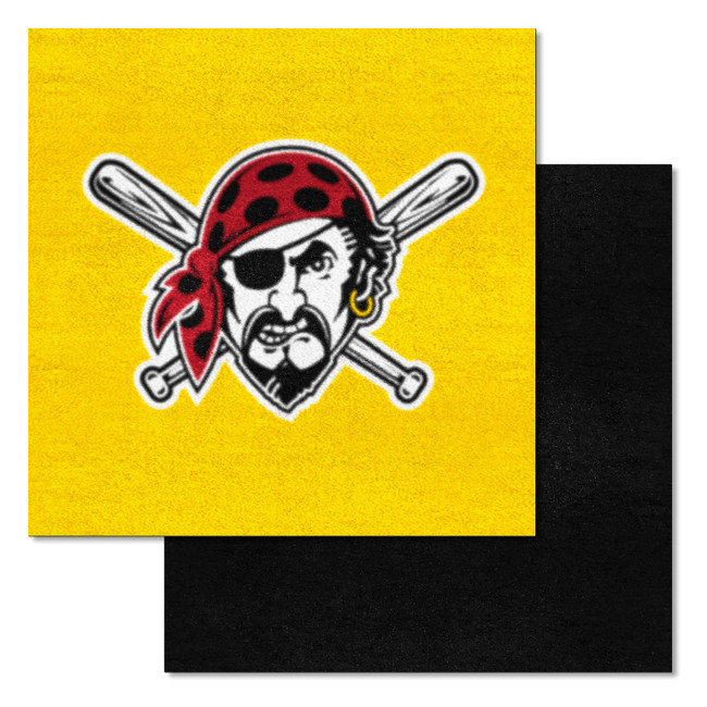 Pittsburgh Pirates Team Carpet Tiles - 45 Sq Ft. Pirate Head Jersey Sleeve Logo
