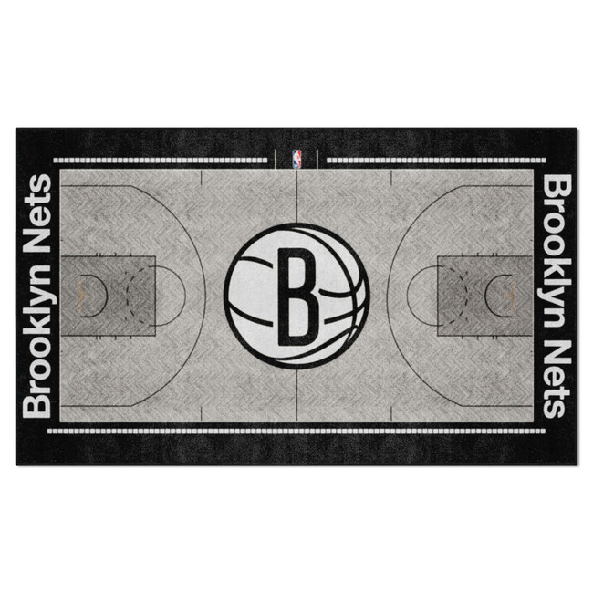 Brooklyn Nets 6 ft. x 10 ft. Plush Area Rug B Basketball Partial Logo