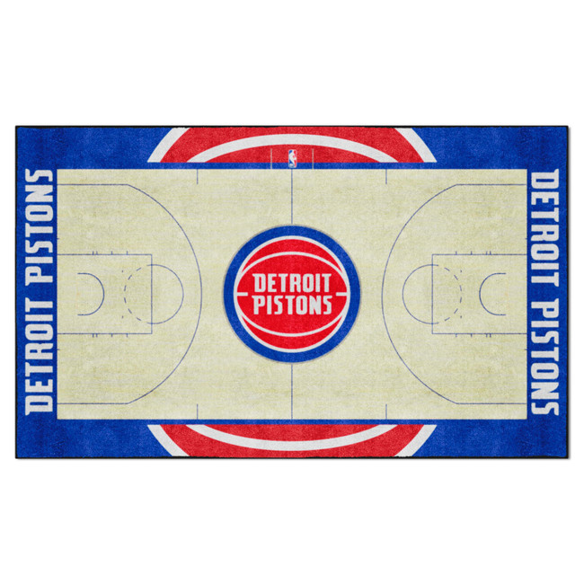 Detroit Pistons 6 ft. x 10 ft. Plush Area Rug Basketball with Wordmark Primary Logo