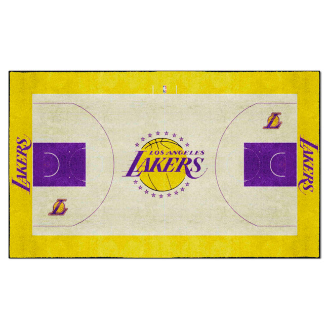 Los Angeles Lakers 6 ft. x 10 ft. Plush Area Rug Wordmark and Basketball Primary Logo