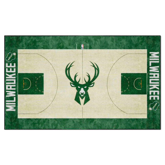 Milwaukee Bucks 6 ft. x 10 ft. Plush Area Rug Buck Head Primary Logo
